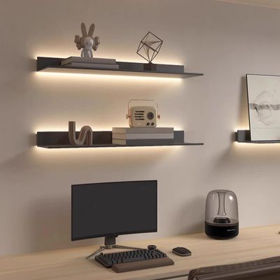 Generic Floating Wall Shelf, 1 Pc. Metal Shelf with Integrated LED Lighting, Gray, 47 in.