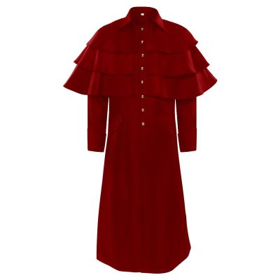 Men's Steampunk Jacket, Red and Black Gothic Victorian Tailcoat Costume