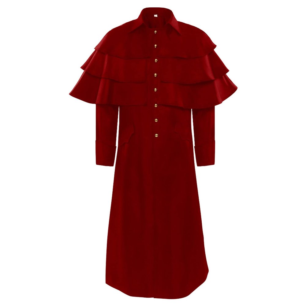 Men's Steampunk Jacket, Red and Black Gothic Victorian Tailcoat Costume
