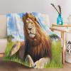 Cozy Plush Blanket 150 x 200 cm, Grass Animal Lion Sofa Throw, 3D-Printed Fleece Blanket view 2
