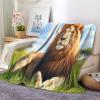 Cozy Plush Blanket 150 x 200 cm, Grass Animal Lion Sofa Throw, 3D-Printed Fleece Blanket view 3