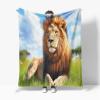 Cozy Plush Blanket 150 x 200 cm, Grass Animal Lion Sofa Throw, 3D-Printed Fleece Blanket view 4