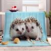 Blue Animal Hedgehog Fleece Blanket, 100 x 130 cm, Soft Sherpa Blanket view 1