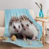 Blue Animal Hedgehog Fleece Blanket, 100 x 130 cm, Soft Sherpa Blanket view 2