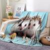 Blue Animal Hedgehog Fleece Blanket, 100 x 130 cm, Soft Sherpa Blanket view 3