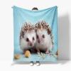 Blue Animal Hedgehog Fleece Blanket, 100 x 130 cm, Soft Sherpa Blanket view 4