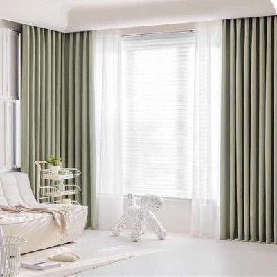 Aotiwe Boho Outdoor Curtain, Blackout Bedroom Curtain, Solid Green Chenille Curtains, 2-Piece Set, 107 x 160 cm