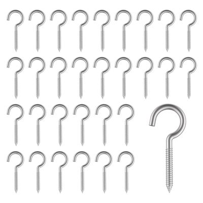 DALAETUS 30-Pack 50 mm Stainless Steel Screw Hooks for Hanging Chairs and Hammocks