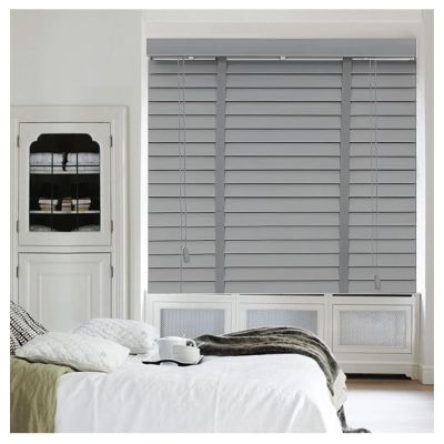Jolan Indoor Wooden Blinds, 50 mm Slats, Gray Solid Wood, 40–150 cm Wide, 80 × 130 cm