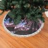 Pink Floral Tassel-Trim Christmas Tree Skirt view 2