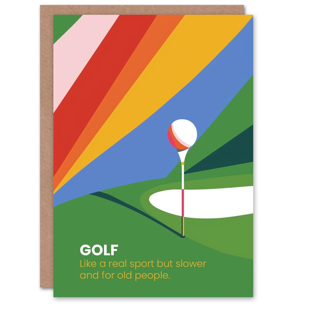 Artery8 Golf Old People Joke Birthday Card for Him – Colorful Design