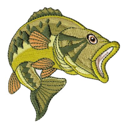 Embroidered Green Carp Iron-On or Sew-On Patch, 7.0 x 7.7 cm