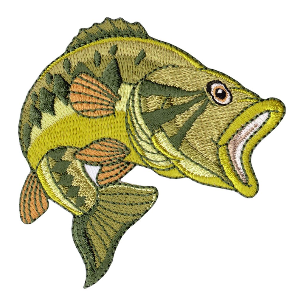 Embroidered Green Carp Iron-On or Sew-On Patch, 7.0 x 7.7 cm