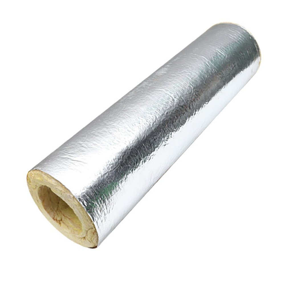 MZQMK Heat-Resistant Heating Pipe Insulation, Self-Adhesive Glass Wool with Aluminum Foil, Waterproof and Flame-Retardant, 1 m, 133 mm ID, 50 mm Thick