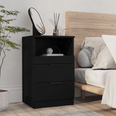 Brokky Bedside Table, Black, Engineered Wood - 811234