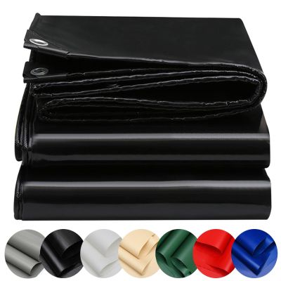 Waterproof PVC Tarp with Eyelets, 1.2 x 4.5 m, Reinforced Corners, Black
