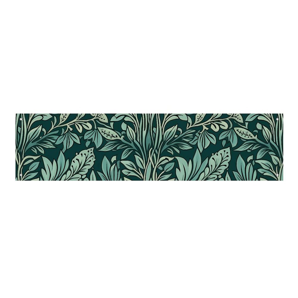Custom Green Leaf Pattern Banner, 300D Polyester, 30 x 120 cm