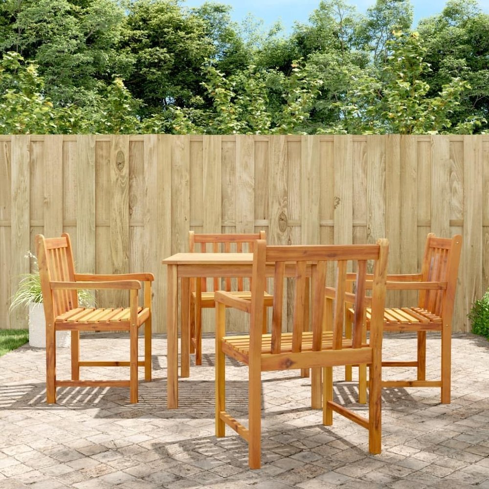 Set of 4 Outdoor Garden Chairs, Solid Acacia Wood