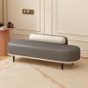 End-of-Bed Bench, Upholstered Faux Leather Shoe Rack Bench, Modern Ottoman with Metal Legs, Entryway Shoe Organizer, 330 lb, Dark Gray + Off-White view 1