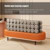End-of-Bed Bench, Upholstered Faux Leather Shoe Rack Bench, Modern Ottoman with Metal Legs, Entryway Shoe Organizer, 330 lb, Dark Gray + Off-White view 3