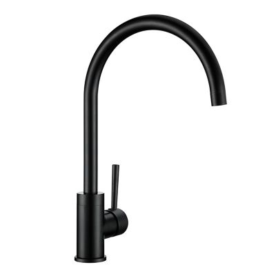 JMRTQMEC Simple Matte Black Copper Kitchen Faucet, Deck-Mounted Single-Handle Cold-Water Faucet