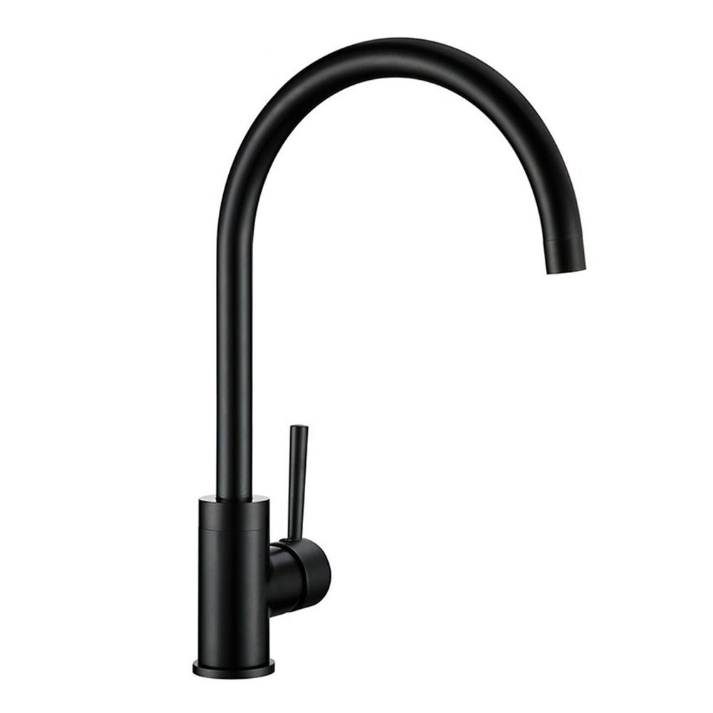 JMRTQMEC Simple Matte Black Copper Kitchen Faucet, Deck-Mounted Single-Handle Cold-Water Faucet