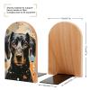 Beech Wood and Iron Bookends with Colorful Dots and Dog Design view 2