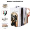 Beech Wood and Iron Bookends with Colorful Dots and Dog Design view 3
