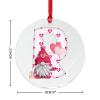 2024 Christmas Ornament, White Initial Letter R, Gnome Acrylic Hanging Ornament with Red-Pink Love Hearts view 2