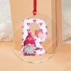 2024 Christmas Ornament, White Initial Letter R, Gnome Acrylic Hanging Ornament with Red-Pink Love Hearts view 3