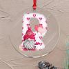 2024 Christmas Ornament, White Initial Letter R, Gnome Acrylic Hanging Ornament with Red-Pink Love Hearts view 4