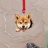Peeking Shiba Inu Acrylic Christmas Tree Ornament view 4