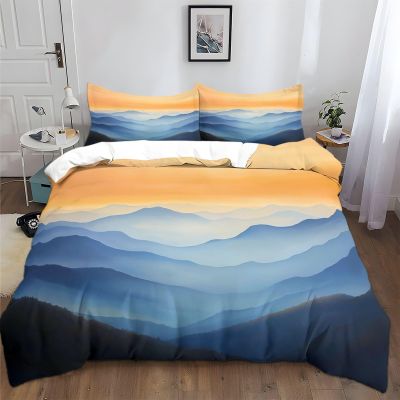 XCQHZYQ Sunrise Mountains 3D Printed Duvet Cover Set, 180 x 200 cm