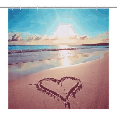 VFKLT Love Beach Printed Shower Curtain, Waterproof, 183 x 183 cm