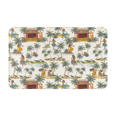 Non-Slip Washable Bathroom Rug, Hawaiian-Style Green Coconut Palm Tree