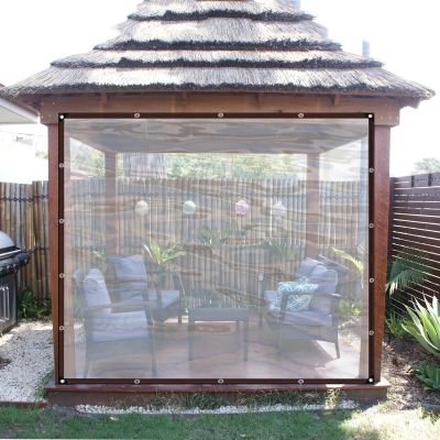 Transparent Waterproof PE Outdoor Curtain with Grommets, 4 m x 3.5 m