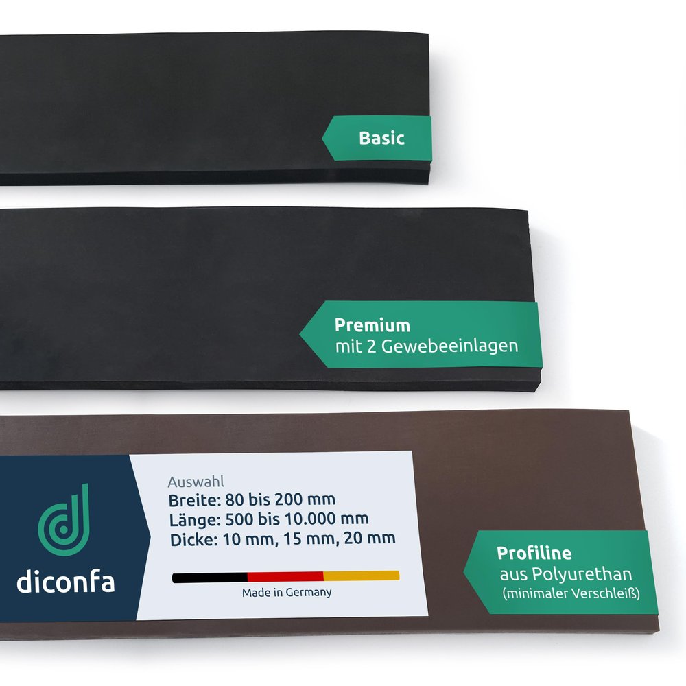 diconfa Premium Scraper Edge, 200 x 800 x 20 mm, Fabric-Reinforced