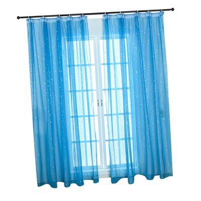 Levemolo Voile Curtain with Star Pattern, Light-Transmitting, Modern, Blue