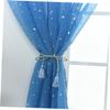 Levemolo Voile Curtain with Star Pattern, Light-Transmitting, Modern, Blue view 3