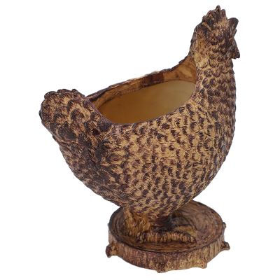 TOPINCN Chicken-Shaped Resin Planter with Drainage Design