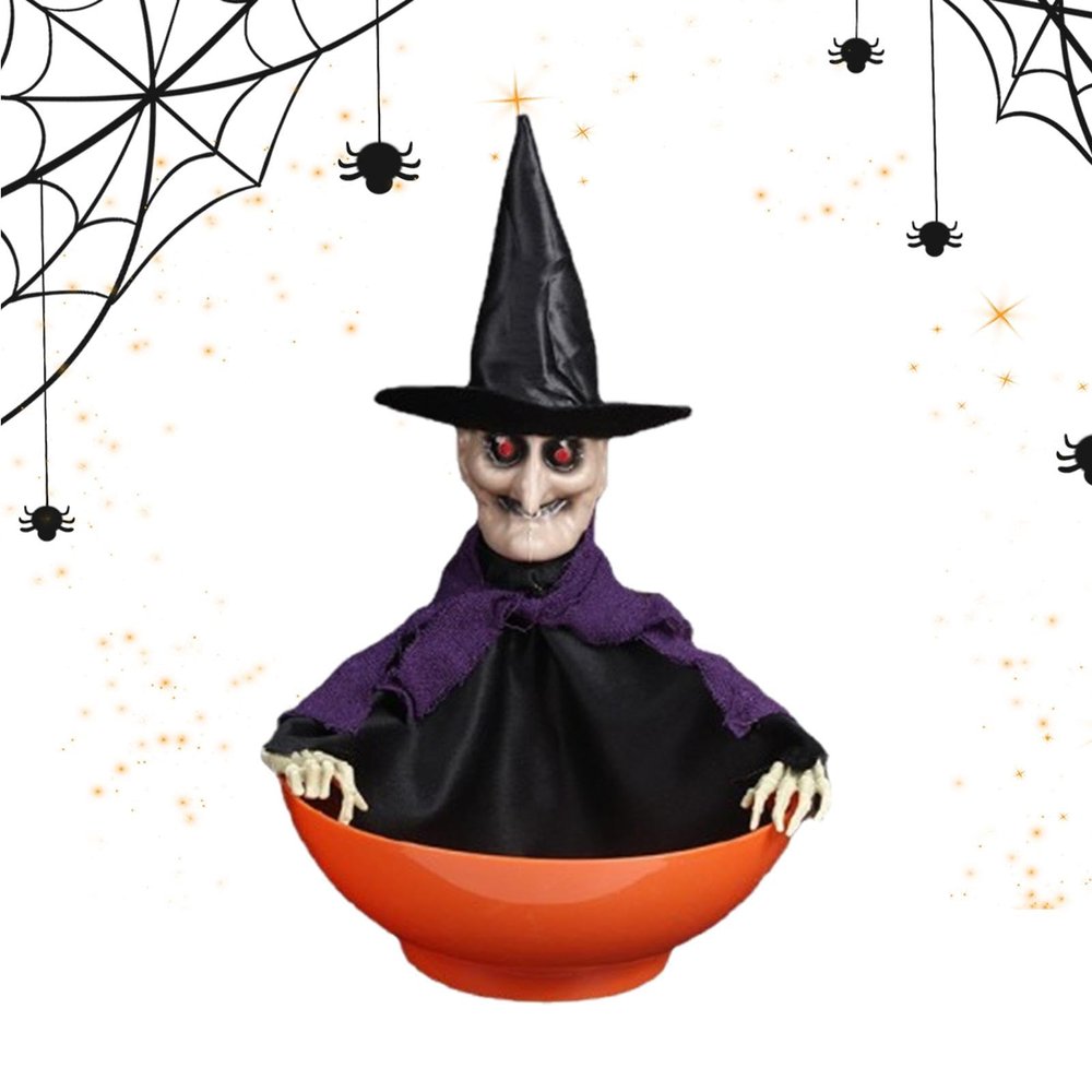 Animated Screaming Witch Candy Dish