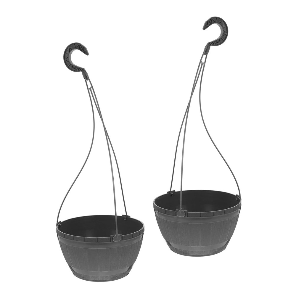 Happyyami Self-Watering Plastic Hanging Planters, Barrel-Shaped, 2-Pack