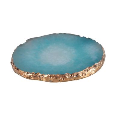 Blue Resin Paint Palette with Gold Rim, Bowl-Shaped for Nail Art