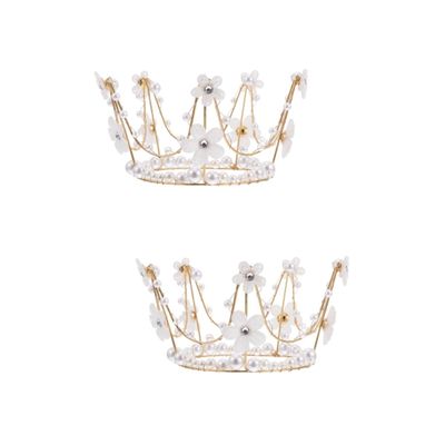 TOYANDONA 2-Piece Crown Cake Toppers, Elegant Cake Decorations