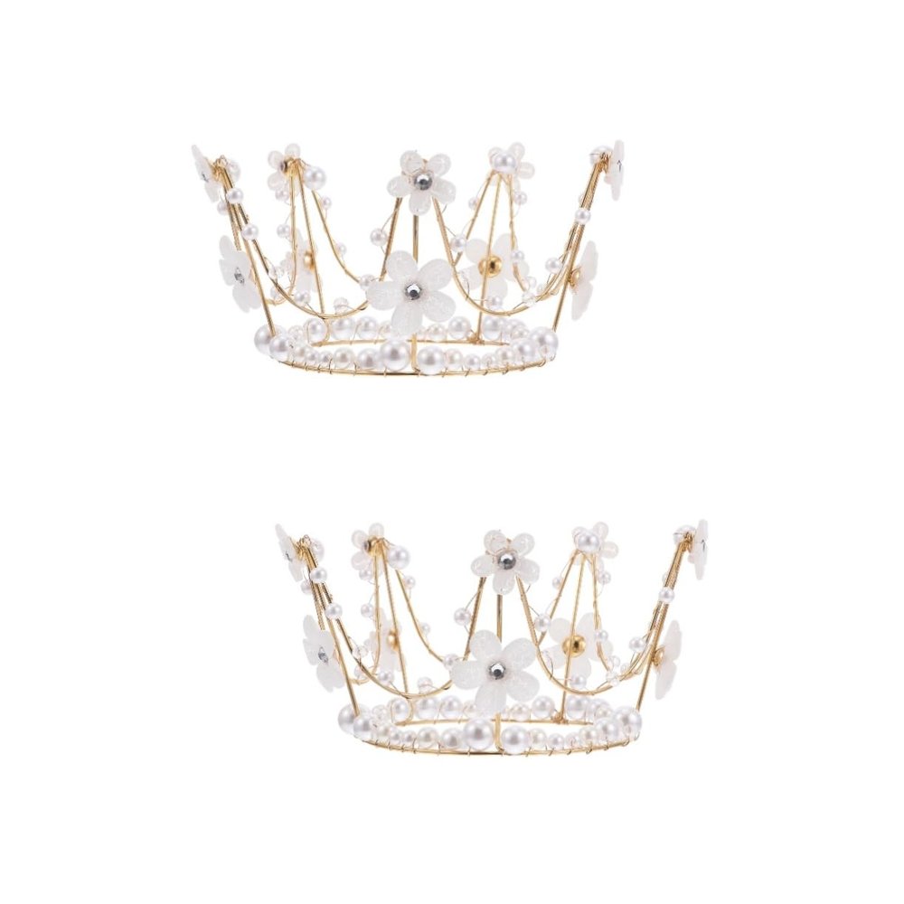 TOYANDONA 2-Piece Crown Cake Toppers, Elegant Cake Decorations
