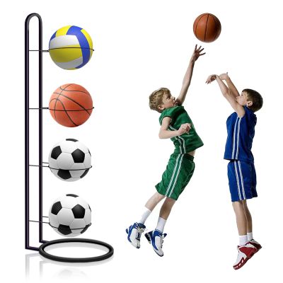 YapitHome 4-Tier Ball Stand, Freestanding Ball Rack