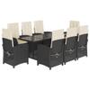 qohoio 9-Piece Garden Dining Set with Cushions, Table and Chairs, Black PE Rattan view 2