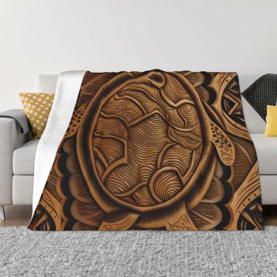 RLDOBOFE Reversible Flannel Throw Blanket, 127 x 101.6 cm, Hawaiian Tapa Honu Turtle