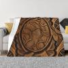 RLDOBOFE Reversible Flannel Throw Blanket, 127 x 101.6 cm, Hawaiian Tapa Honu Turtle view 1
