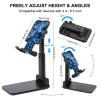 JTREHY Phone Holder, Blue Pattern, Adjustable Foldable Desktop Stand view 2